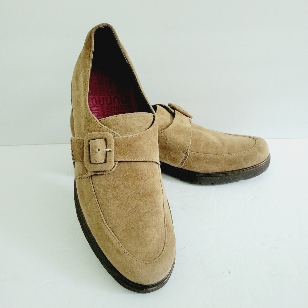 NEW Munro Winslow Monk Strap Brown Suede Leather Loafers Size 8.5
